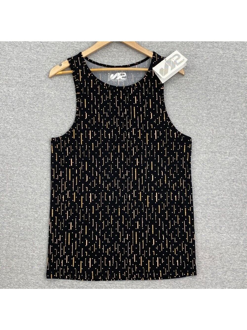 S2 Sportswear Top Womens Medium Black Gold Tank Sleeveless Moisture Transfer NEW